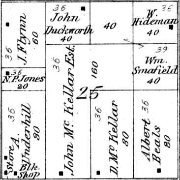 A snippet from an 1894 plat map showing John McKellar's estate.